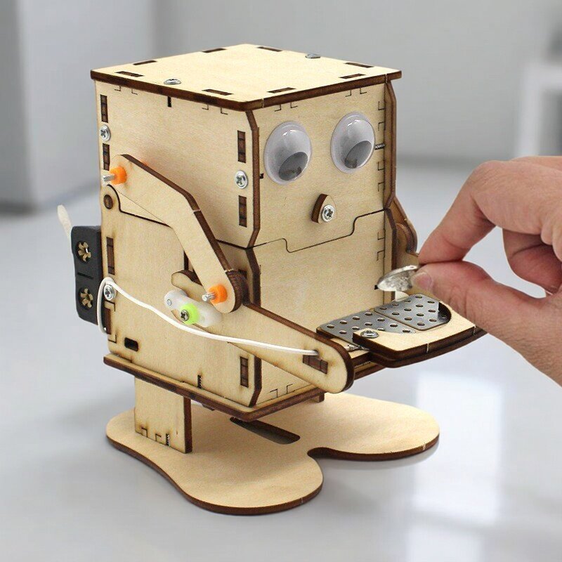 Science Project Robot - Ahşap Monte Edilebilir DIY Robot Bozuk
