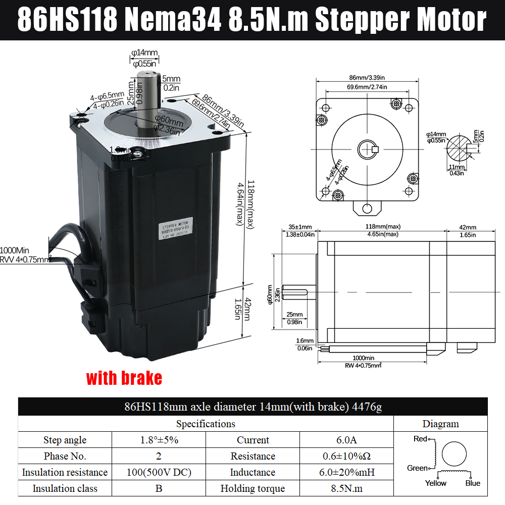 MHCNC Nema34 118mm 8.5Nm Açık  - Robot Arm Motor incelemesi ve fiyatı